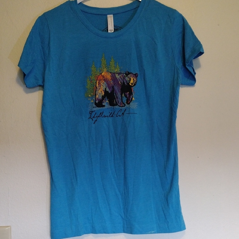 Vibrant Blue Short Sleeve Tee with Graphic Design